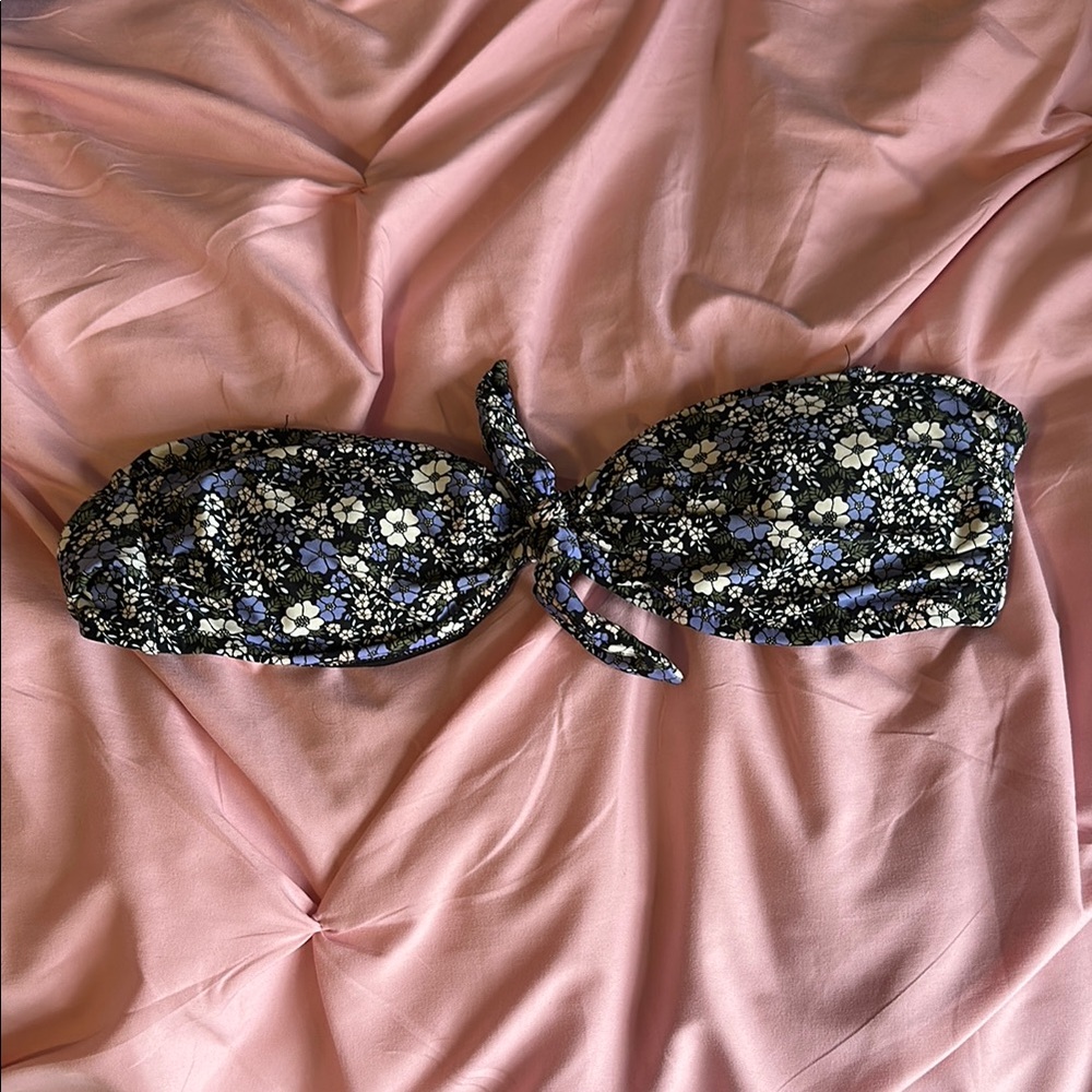 GAP Blue and White Bandeau Bikini Top